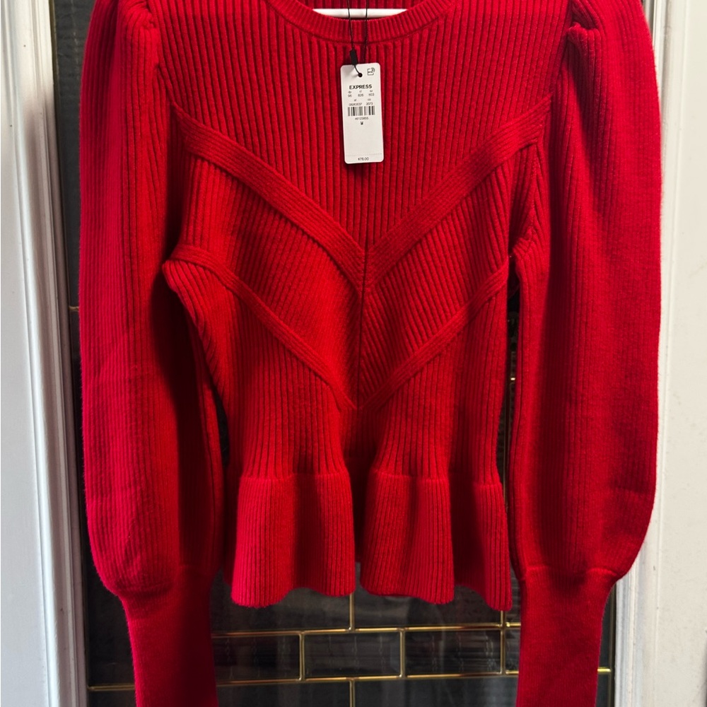 Express Vibrant Red Knit Top